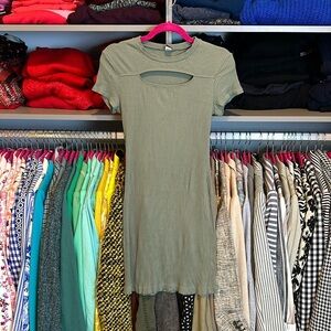 Only Hearts olive ribbed short sleeve bodycon dress size L (fits like a S)​